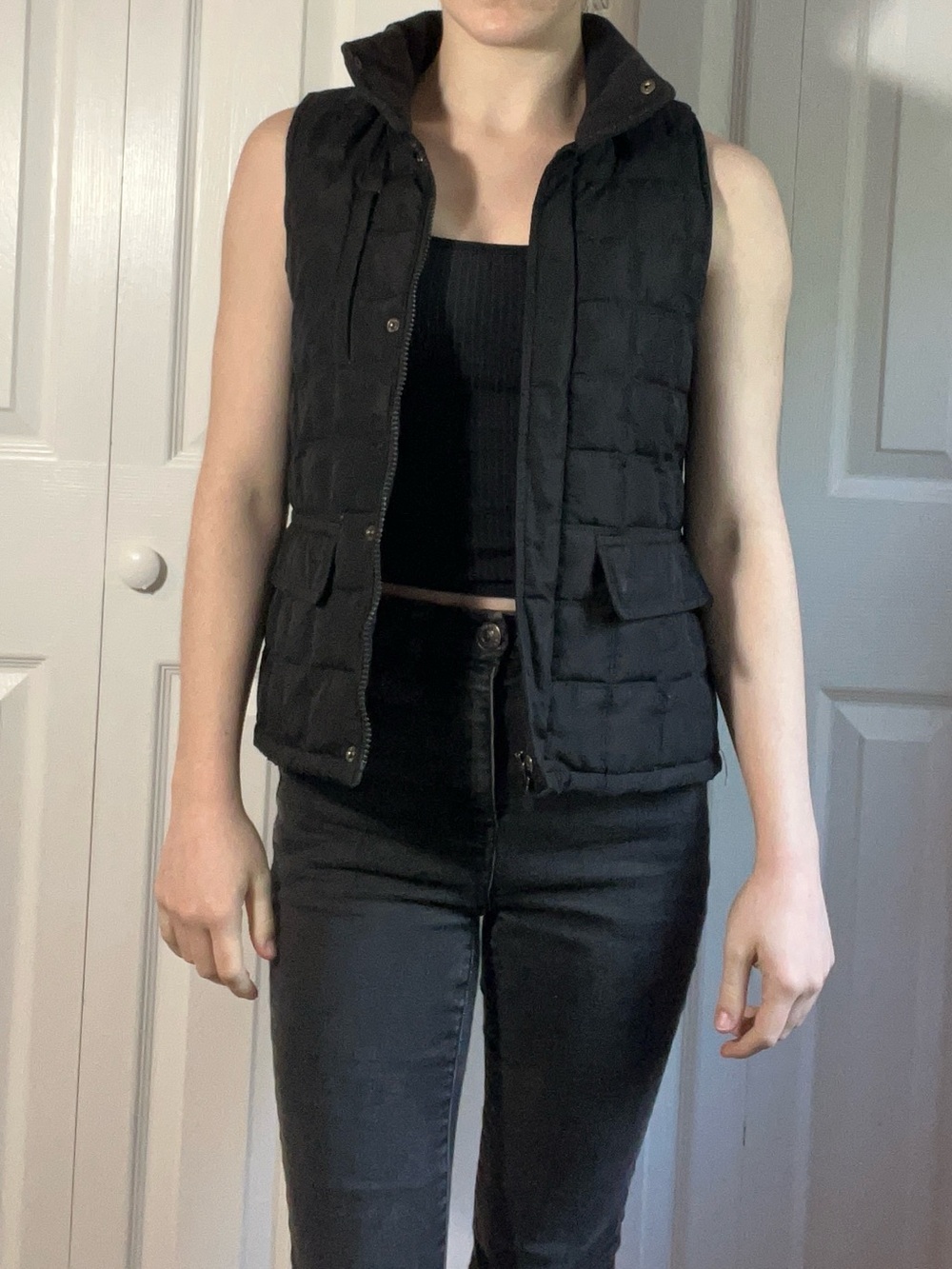 Kenneth Cole Reaction Black Quilted Puffer Vest — Women’s Sleeveless Jacket